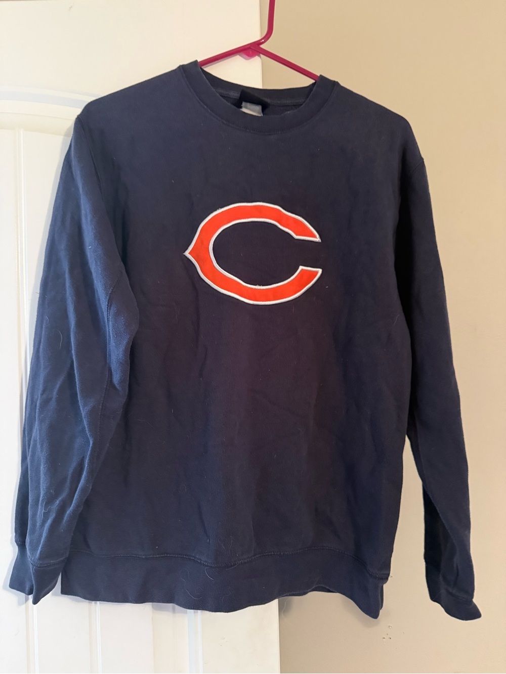 NFL Navy Crewneck Sweatshirt with Orange Logo